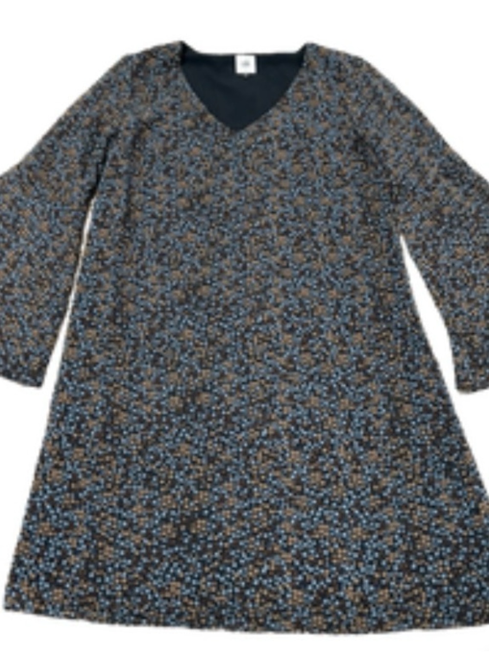 CAbi Poise Dress S #3648 Black Ditsy Floral Bell Sleeve V-Neck Chiffon Lined - Picture 4 of 6